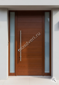 Высокая входная дверь в дом коричневая со стеклом c двух сторон - купить от производителя Мосдвери Высокая входная дверь в дом коричневая со стеклом c двух сторон